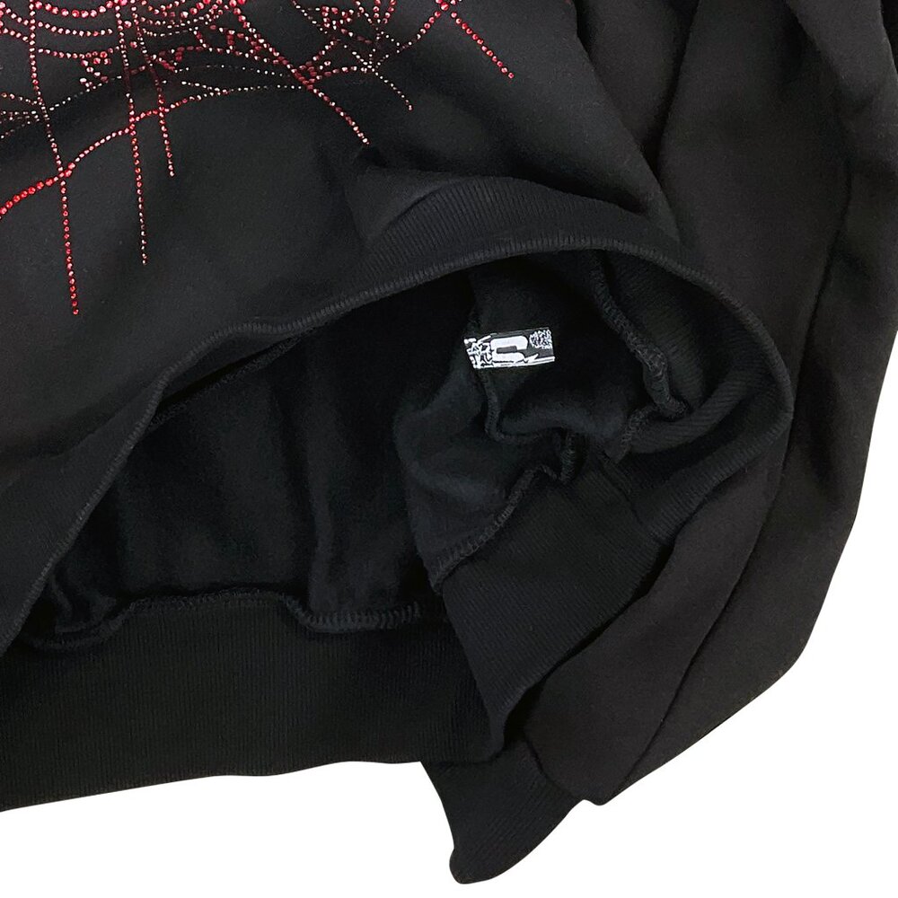 Sp5der OG Rhinestone Logo Pullover Hoodie Black | Spider Worldwide - Picture 4 of 4